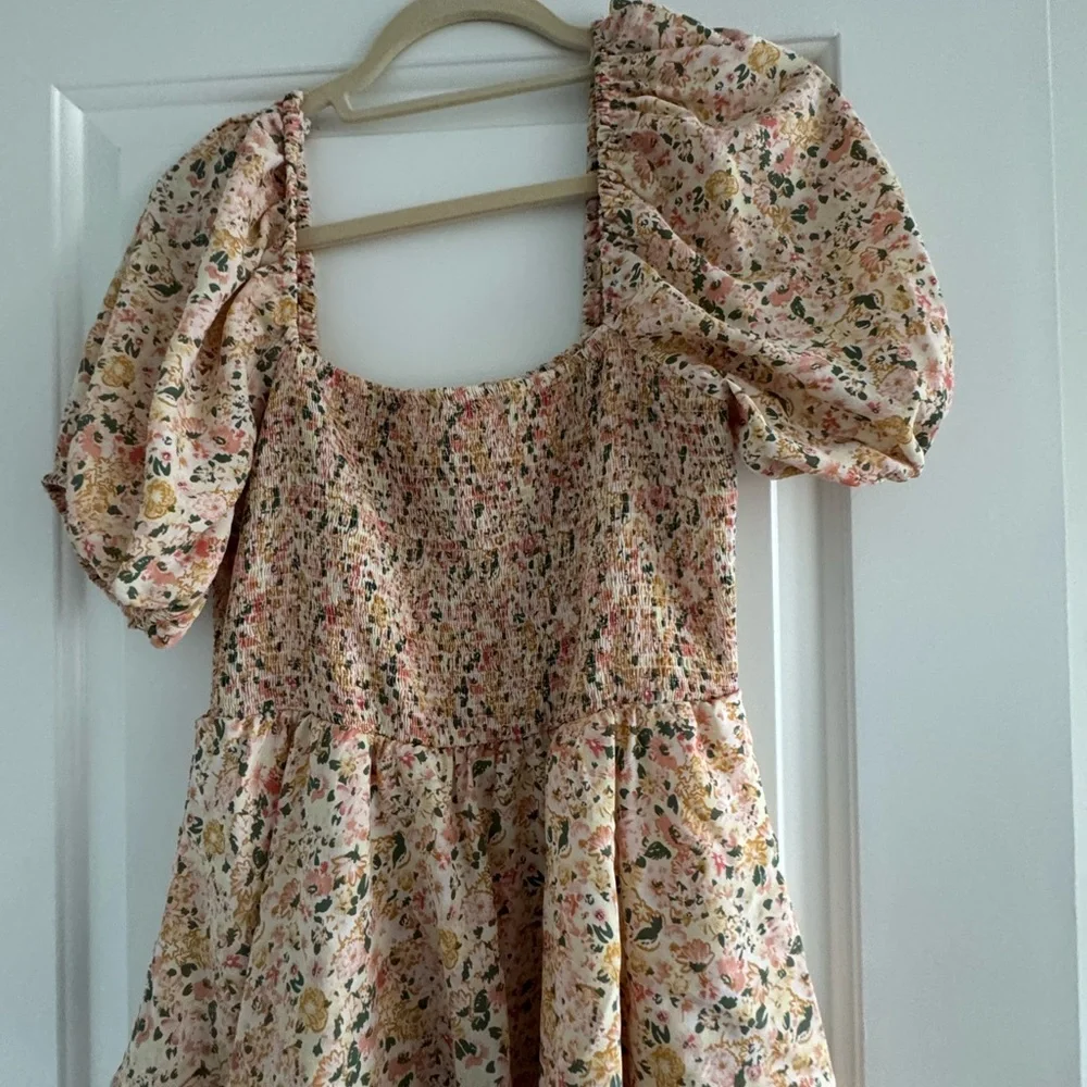 NWHT SOLD OUT PINKBLUSH Yellow Floral Square Neck Ruffle Layered Maternity Maxi - Picture 9 of 11